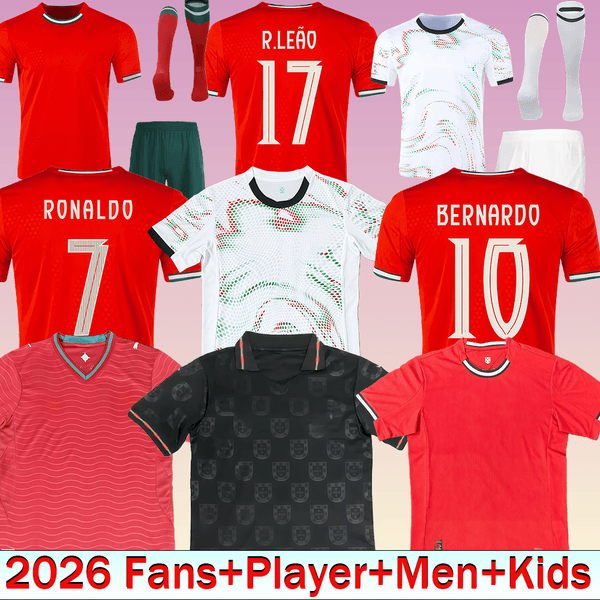 2026 Ronaldo JOAO FELIX Portugal soccer jerseys 25 26 RUBEN NEVES Portuguese football shirt BERNARDO BRUNO FERNANDES camisa de futebol men women kids Long sleeves 99