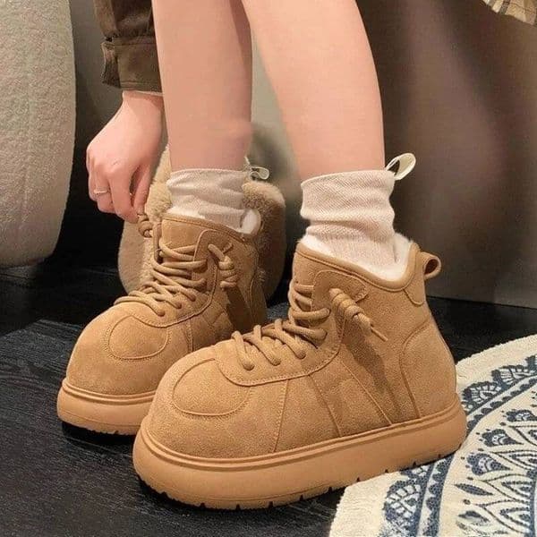 Ddmysports Chunky Round Toe Women S Snow Boots Winter Plush Warm Ladies Shoes Y K On Offer Fashion Boot Hot Non Slip New In Footwear Outdoor Shoes