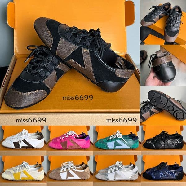 Luxury Women Sneakerinas 2025 Summer New Designer Women Ballet Sneakers Lightweight Men Low Top Sports Shoes Flip Fur Leather Shoe Surface TPU Sole Casual Shoes 35-46