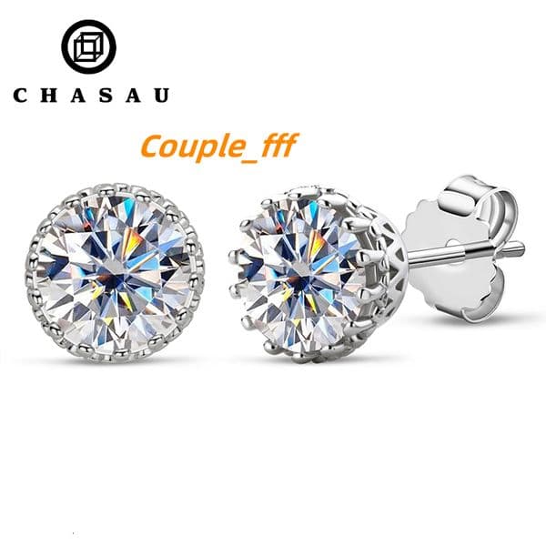 Fashion Moissanite Jewelry Korean Simple Fashion 925 Sterling Silver 6.5mm 1CT Moissan Stone Halo Stud Earrings for Women