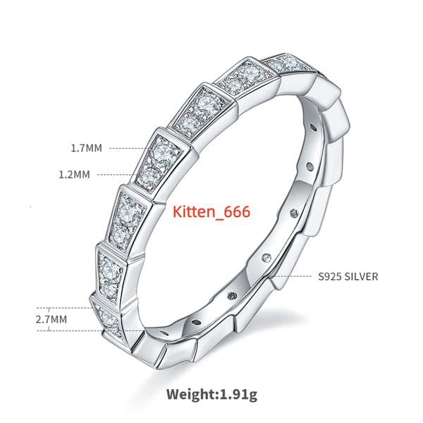 S925 Silver Plated Platinum Mosan Diamond Stone 50 Grade D Ring Mechanical Snake Series