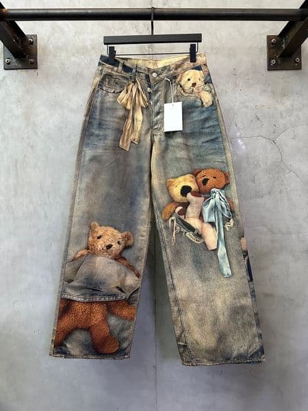 High Street AS Laser-Printed Distressed Denim Chinos Men Women Casual Fashion Jeans Men's clothing Women's clothes