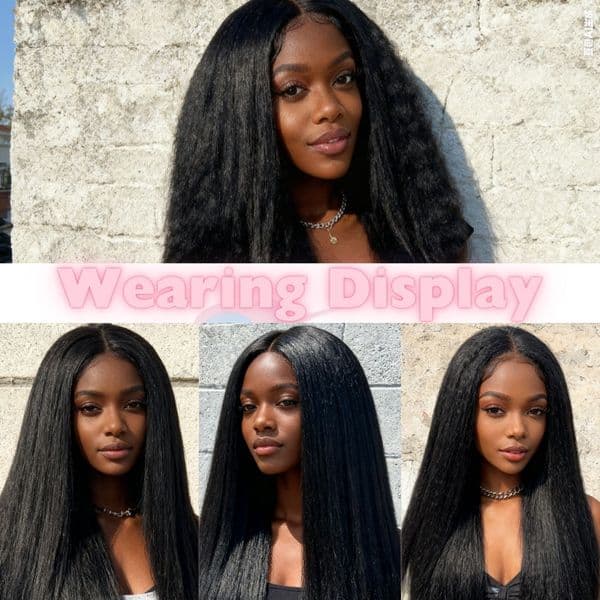 Elegant Cross-Border Silk Wig Cap Stylish Yake Long Black Tresses With Central Parting Design