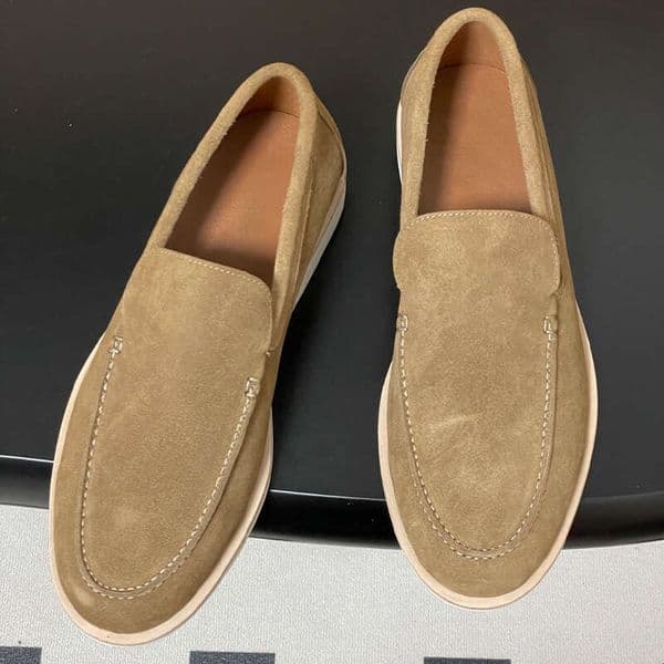 Designer Loafers Unisex Luxurious Suede Leather Slip-On Flats Soft Leather Upper Non-Slip Rubber Sole with Leather Edge Relaxed Fit for Comfort