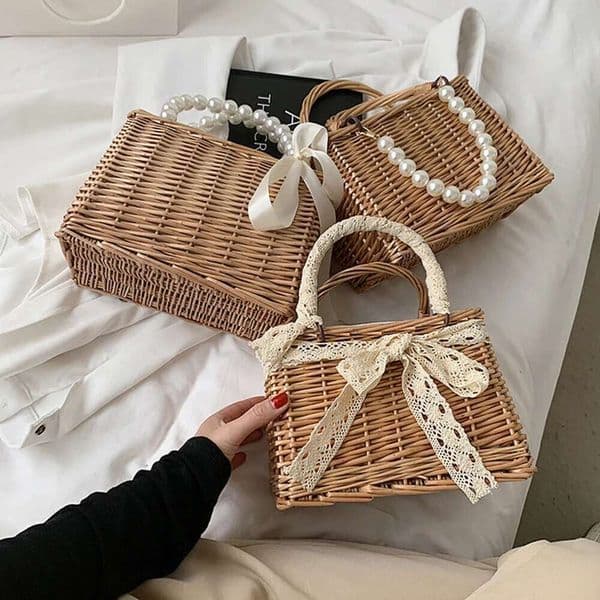 Straw Bags Women's Beach Bag Trend 2022 Summer Bohemian Designer Handbags Purses Rattan Handmade Picnic Basket Sac Femme