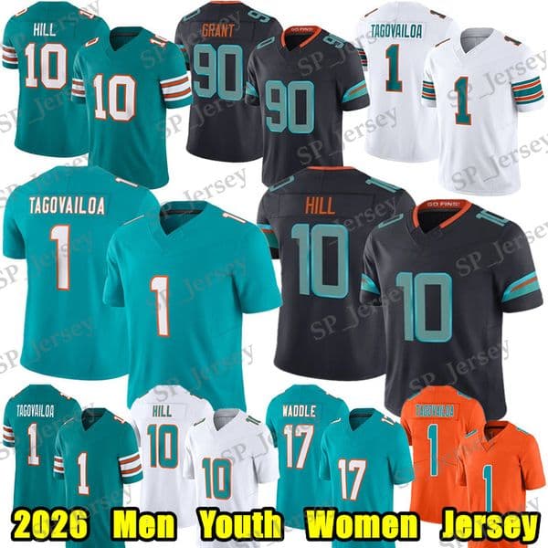 #1 Tua Tagovailoa Football Jersey #10 Tyreek Hill Jaylen Waddle Kenneth Grant Dan Marino De'Von Achane Sieler Chop Robinson Judon Zach Wilson Bradley Chubb