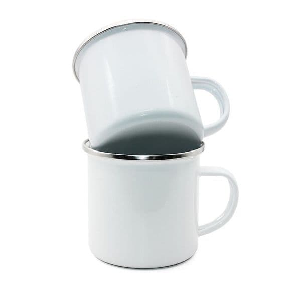 200pcs 350ML 12oz Sublimation Enamel Mug Heat Transfer Enamelled Cup with Handle Coffee Mugs Drinking Cups
