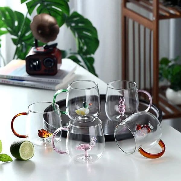 Glass cup cartoon animal shaped glass home 3D cute high borosilicate single-layer cup living room with guests juice and cold drink supplies