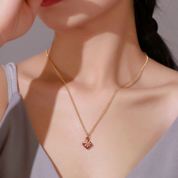 Fashion Necklace Snowflake Crutches Christmas Tree Enamel Choker Festive Holiday Gift