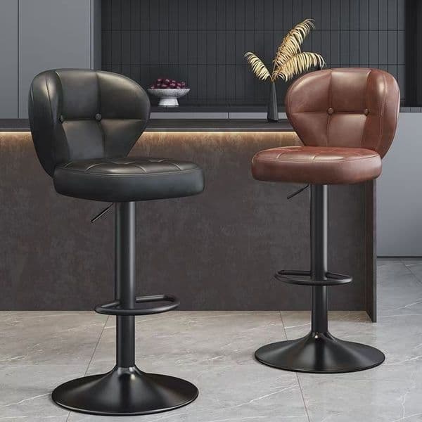 Bar stool with adjustable height and swivel Modern minimalist backrest Home front desk or bar chair Stylish high stool