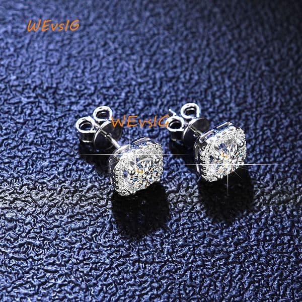 Hot Selling 925 Silver D Color VVS 0.5ct Diamond Moissanite Sterling Silver Stud Round Earrings