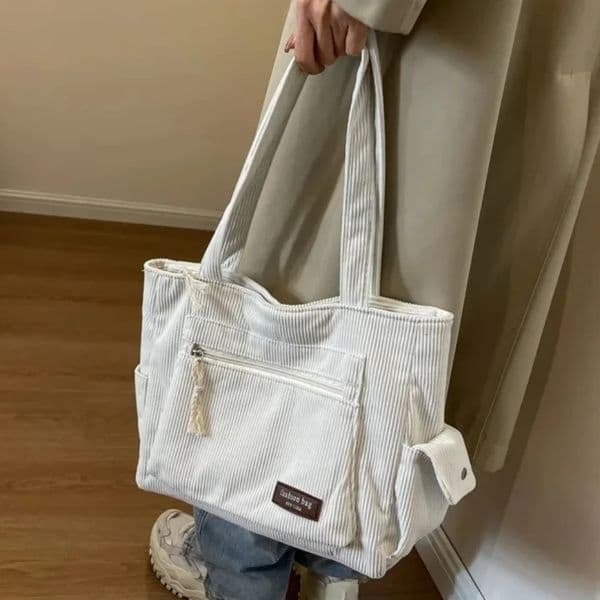 Solid Color Corduroy Messenger Bags Casual Large Capacity Women Tote Bag Versatile Lady Shoulder Bag With Zipper Female Handbag 251124