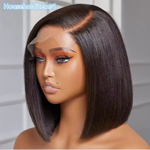 Natural Black HD 1341 L Lace Frontal Bob Side Part Wig Synthetic Hair Fiber Straight Wig for Black Women