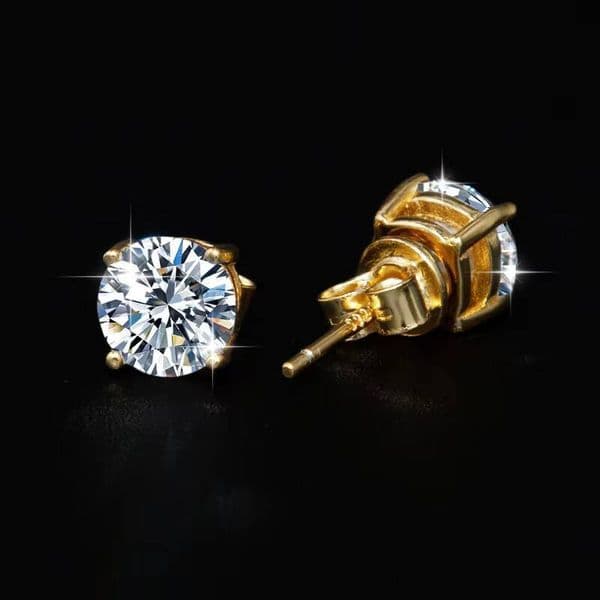 Wholesale S925 Sterling Silver Plated 18K Gold Classic Four Claw 1 Carat VVSD Color Moissanite Earrings for Men and Women