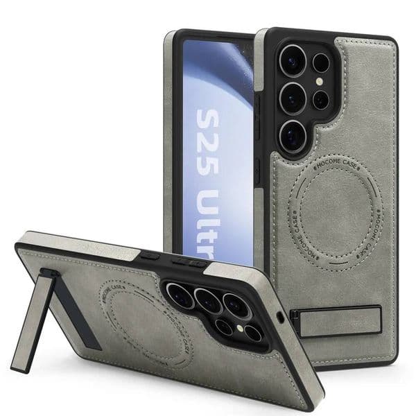 Stand Bracket Magsafe Case for Samsung Galax S25 Ultra EDGE S24 S23 FE S22 ZFold Flip 3 4 5 6 Leather Magnetic Shockproof Cover