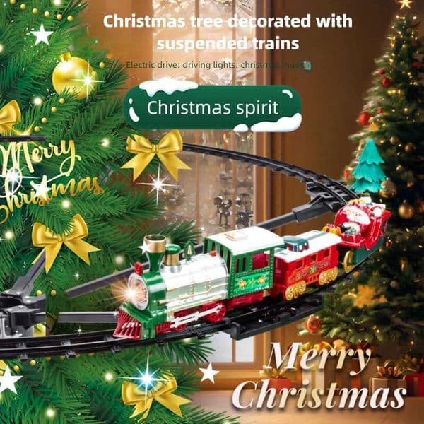 Cross-Border Foreign Trade Electric Track Hanging Santa Claus Lights Music Christmas Train Gift
