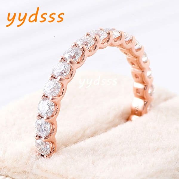 Factory Direct Sale Personalized Customization Minimalist 10k Rose Gold Wedding Ring with Lab Diamond Brilliant Cut for Couples