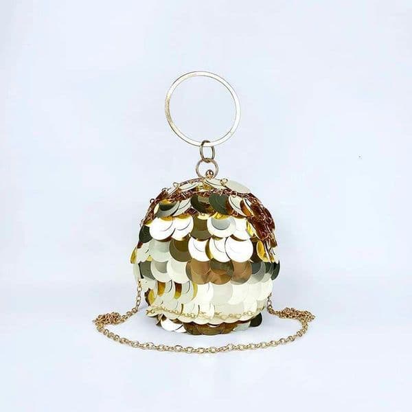 Designer Bag 2025 Unique Design Of Niche, Three-Dimensional Spherical Metal Handmade Sequin Banquet Bracelet, Circular Bag Luxury Bag