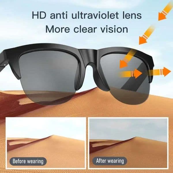 Smart Glasses Camera Bluetooth Glasses Wireless Bluetooth Smart Glasses Open Ear Technology Sun Eyewear Touch Sensor Make Hands Free Voice Audio Remote