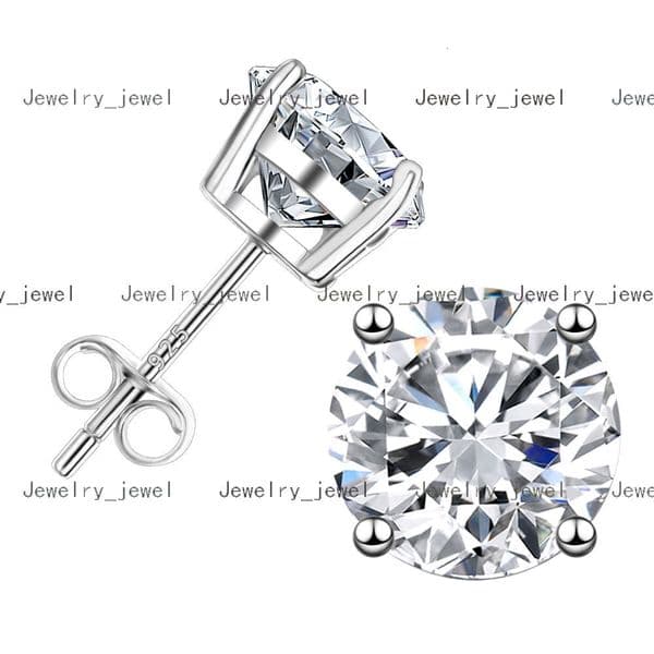 De 1.0CT 2CT 3ct Mossanite 925 Sterling Silver Earrings 4mm-8mm Classic Design VVS1 Moissanite Diamond Ear Stud for Men Women
