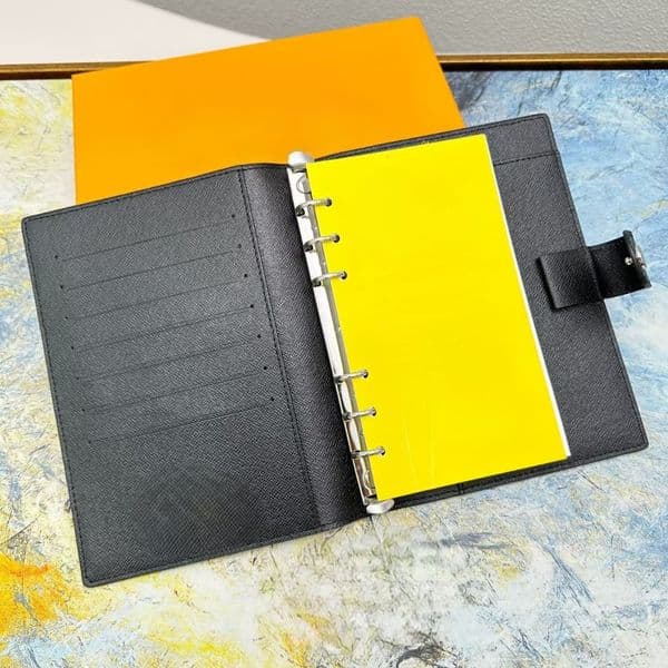 Genuine Leather 7A Quality Notebook Wallets Bags Holder Credit Case Book Cover Fashion Diary Small Ring Agenda Planner Notebooks With Dust Bag and Box