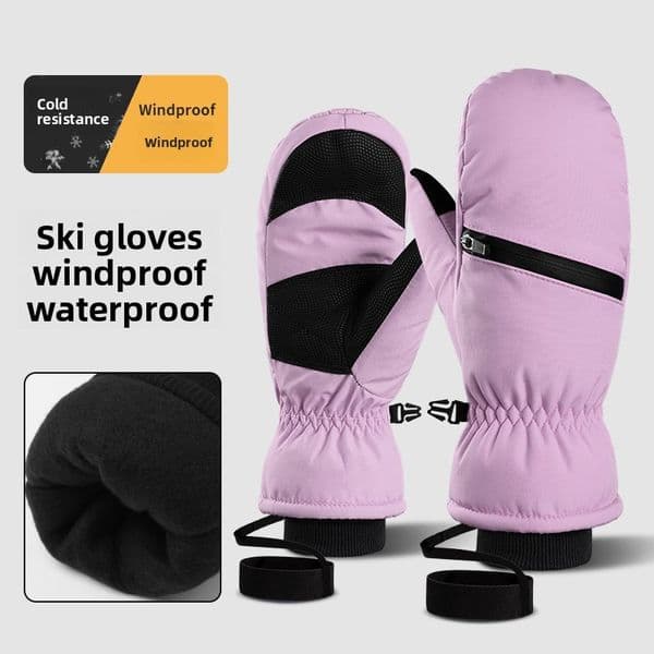 adult ski gloves singleboard cotton gloves fleece and thickened winter waterproof ski and crosscountry warm and stuffy gloves for both men and women