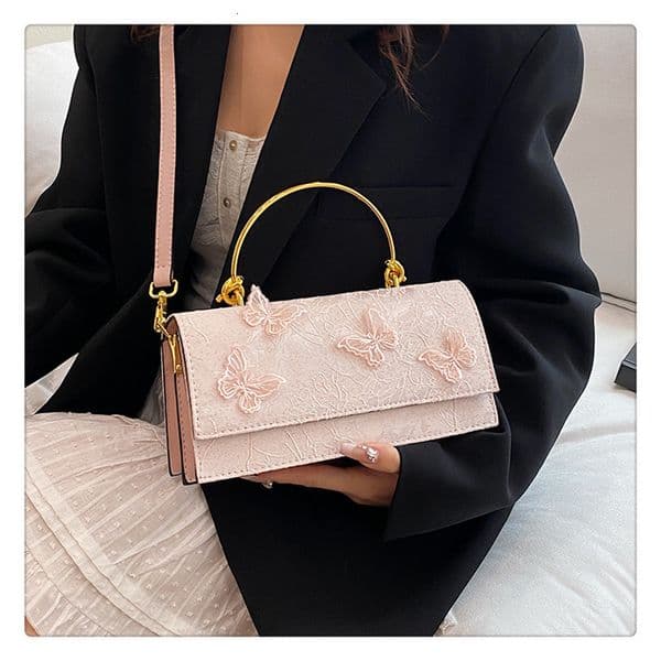 New Butterfly Series Designer 2025 Free Shipping High Quality Fashion Lace Butterfly Western Single Shoulder Chain Small Square Bag High End Banquet Bag Makeup Bag