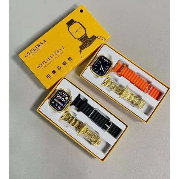 2025 Gold Ultra 2 Smart Watch Series 9 Men Women Sport Bluetooth Call BT Music Games Wireless Charging 49mm Smartwatch Man