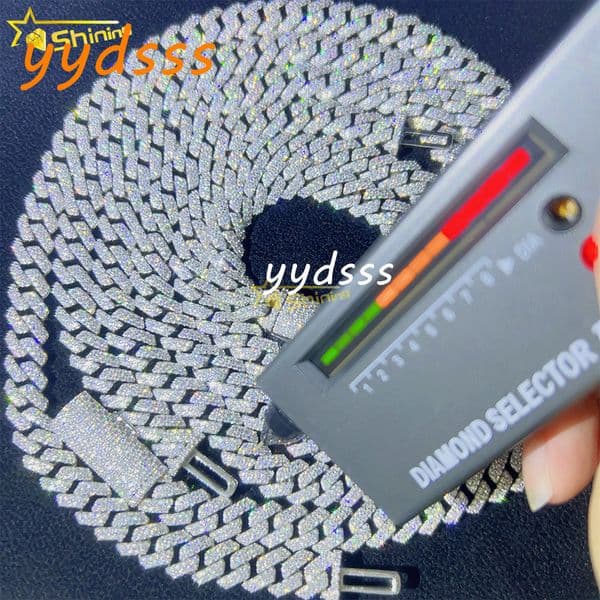Cheapest Shining Chain Ice Out Cuban Necklace Vvs Moissanite 925 Sterling Silver Miami Cuban Link Chain