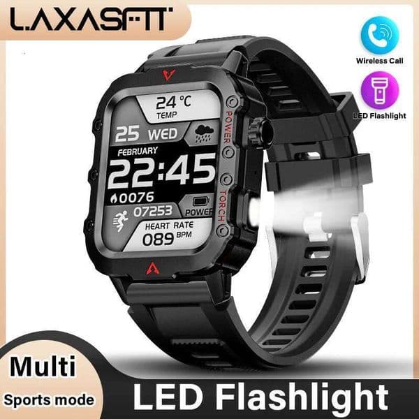 LAXASFIT 2024 New LED Men's Bluetooth Talking Smartwatch Multi Sport Mode Health Monitoring Smart Watch