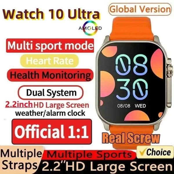 10 Ultra2 Smart Watch 49mm 2024 New NFC Men Women GPS Track Bluetooth Call BT Music Games Wireless Charging Smartwatch