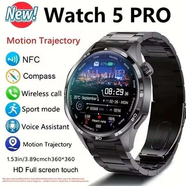 2025 New GT5 PRO Smartwatch GPS Motion Trectory HD Screen Bluetooth Call NFC Smart Watch Outdoor Sports Watches Men