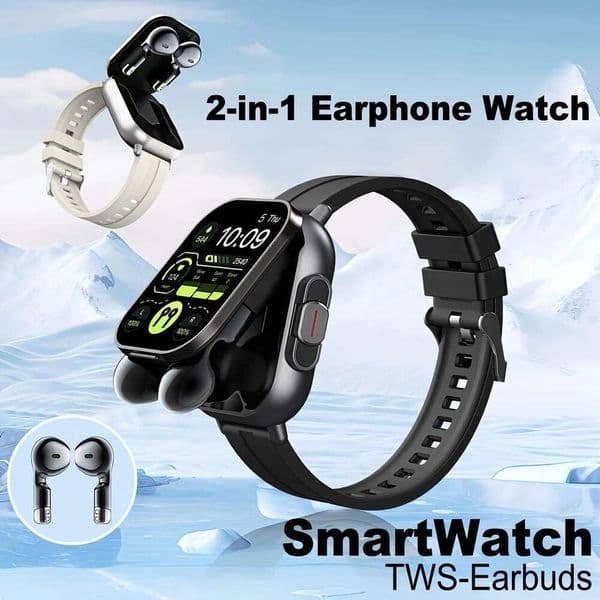 2025 Smart 2 in 1 With Earphone Smartwatch Bluetooth Call Men Watch GPS Track Heart Rate Monitor Play Music SmartWatch