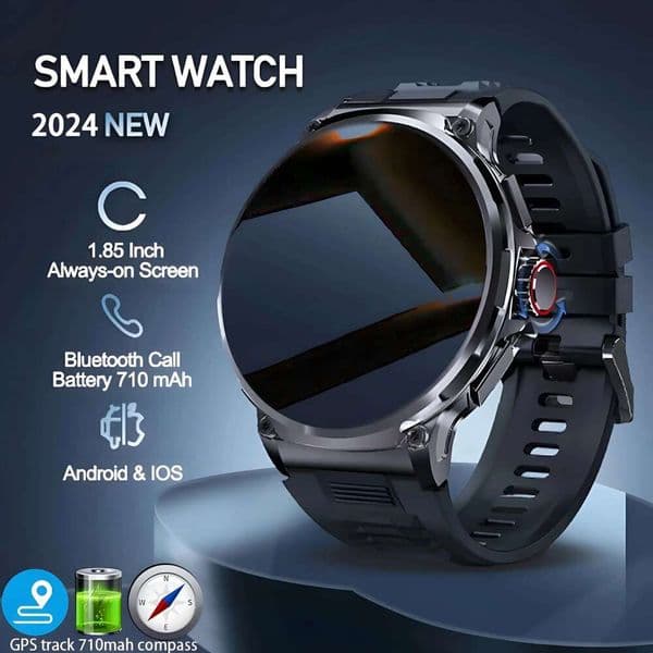 New 1.85"Ultra HD Smart Men GPS Track Bluetooth Call Watch 710 Mah Large Battery Sports Fiess Smartwatch For Android IOS