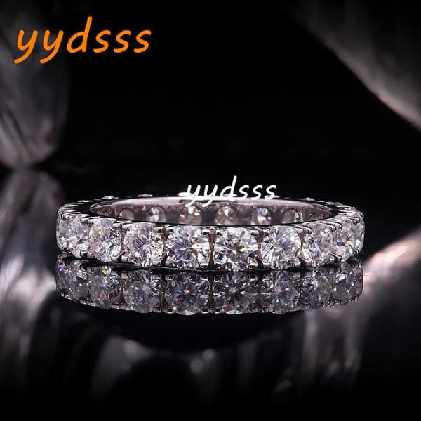 DEF Color VVS Round Cut 2.5MM Lab Grown Diamond Band Ring Full Eternity Ring 14k White Gold for Women Lady Gift