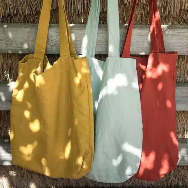 Cotton Linen Handbag - Reusable Womens Handbag 250427