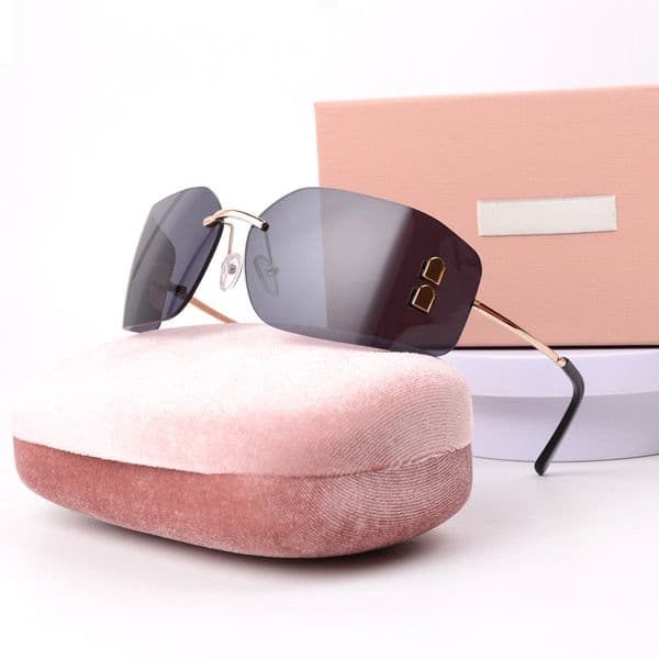 Designer for Women Luxury Rimless Classic Fashion Large Lens Outdoor Travel High Quality Sunglasses
