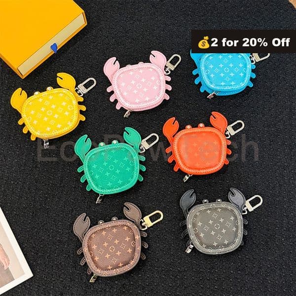 Designer Inspired Crab Keychain Pouch Earphone Case Luxury Mini Bag Charm accessory 10A High quality L Valentine's with Gift box packing Christmas S5H129