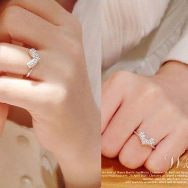 0603 Full Shiny Peach Heart free shipping Inlaid Dia Women's Tail Jewelry Ring