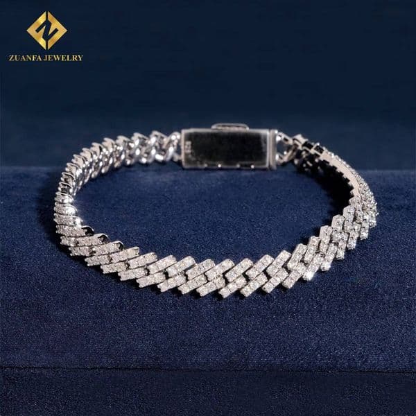 Custom 7mm Hip Hop Jewelry Pass Diamond Test Iced Out VVS Moissanite Cuban Link Chain 925 Sterling Silver Cuban Necklace