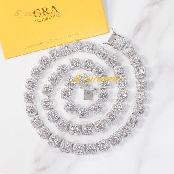 Super Bling Large Moissanite Diamond Tennis Necklace bracelet 8/10/12mm Wide Pure S925 Tennis Chain