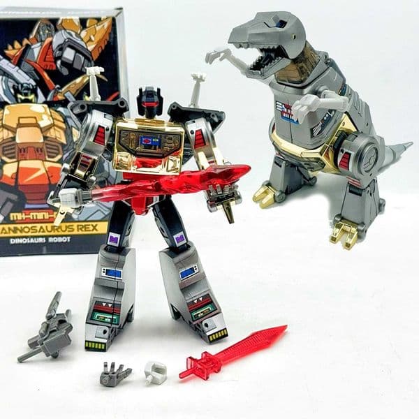 Inventory MHZ Transformer Toy MH-MINI-09C Iron Lock Dinosaur Metal Version Transformer Robot Action Picture Toy Childrens Gift W250120