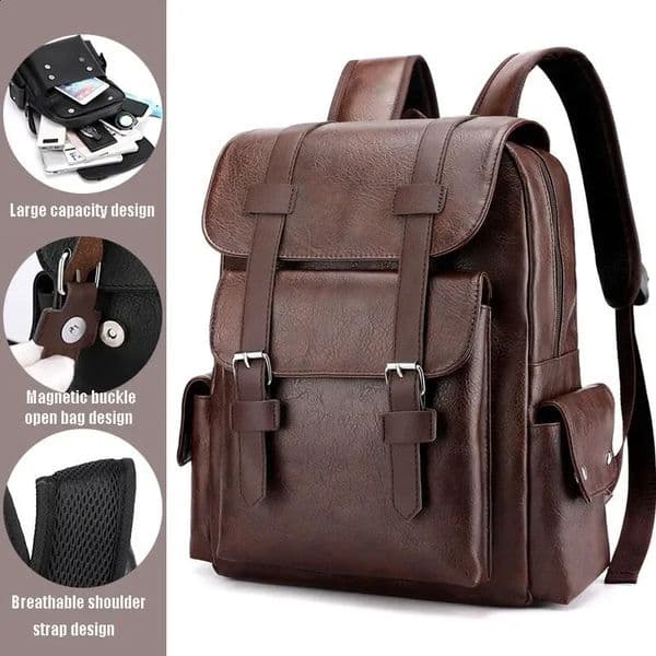 leather Backpacks Travel Multi Male Mochila Vintage Camouflage Style Unisex 15.6 Laptop Woman School Bag Hasp College Style 250122