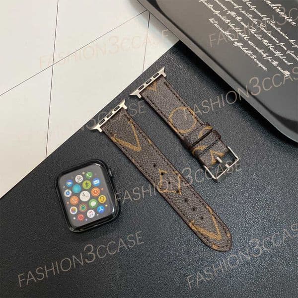 Smart Straps Luxury Apple Strap Designer Fashion Strap 38 40 41 42 44 45 49mm Floral Leather Strap Iwatch 9 8 7 6 5 4 SE L