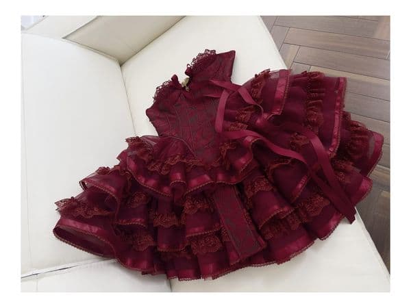 2025 Spring Red Solid Color Panelled Tulle Dress Spaghetti Strap Sweetheart-Neck Ruffled Short Casual Dresses J5J168931 Haute Couture Check Size Chart Please
