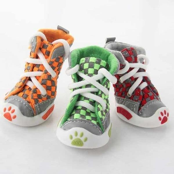 Two tone woven pet shoes, not to fall off, sports with shoe rope style, soft sole, wear-resistant, anti slip and comfortable fashionable dog shoes M S05