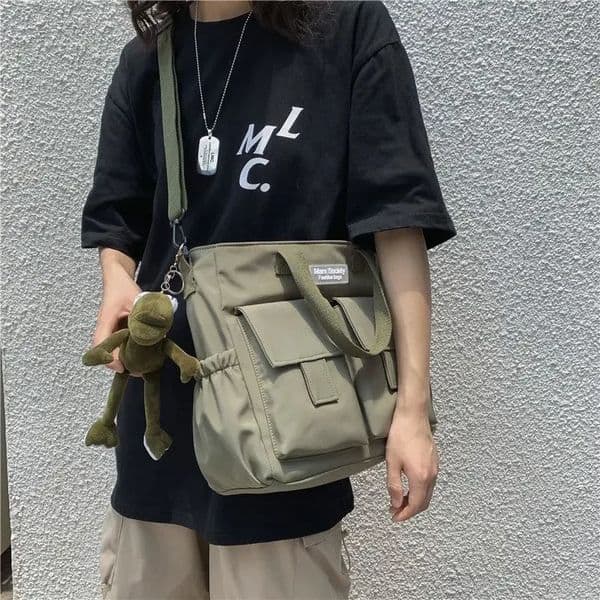 Waterproof Shoulder Bag Womens Multi Pocket Nylon Messenger Bag Preppy Canvas Handbag Women 250207