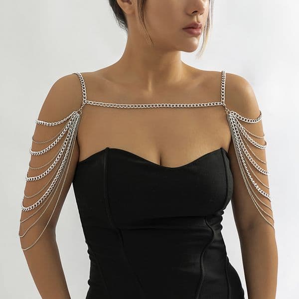 fashion Woman Accessories sexy multi-layer metal tassel shawl ethnic style street beat nightclub women shoulder body chain