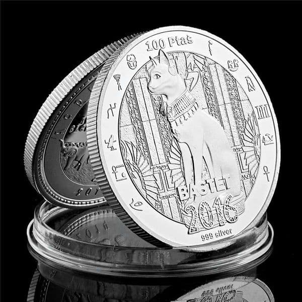 2016 Egyptian Mythology Cat God Bastet Coin with Silver Plated Commemorative Coins Home Decor W250207