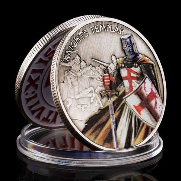 Knight Templar Commemorative Coins Antique Silvery Plated Challenge Coin Christian The Crusaders Home Decorations W250207